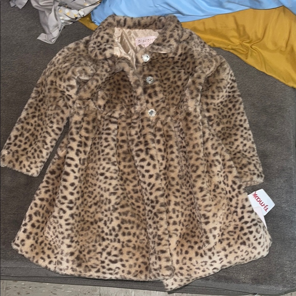 BRAND BEW Biscotti Leopard Print Faux Fur Coat for Kids